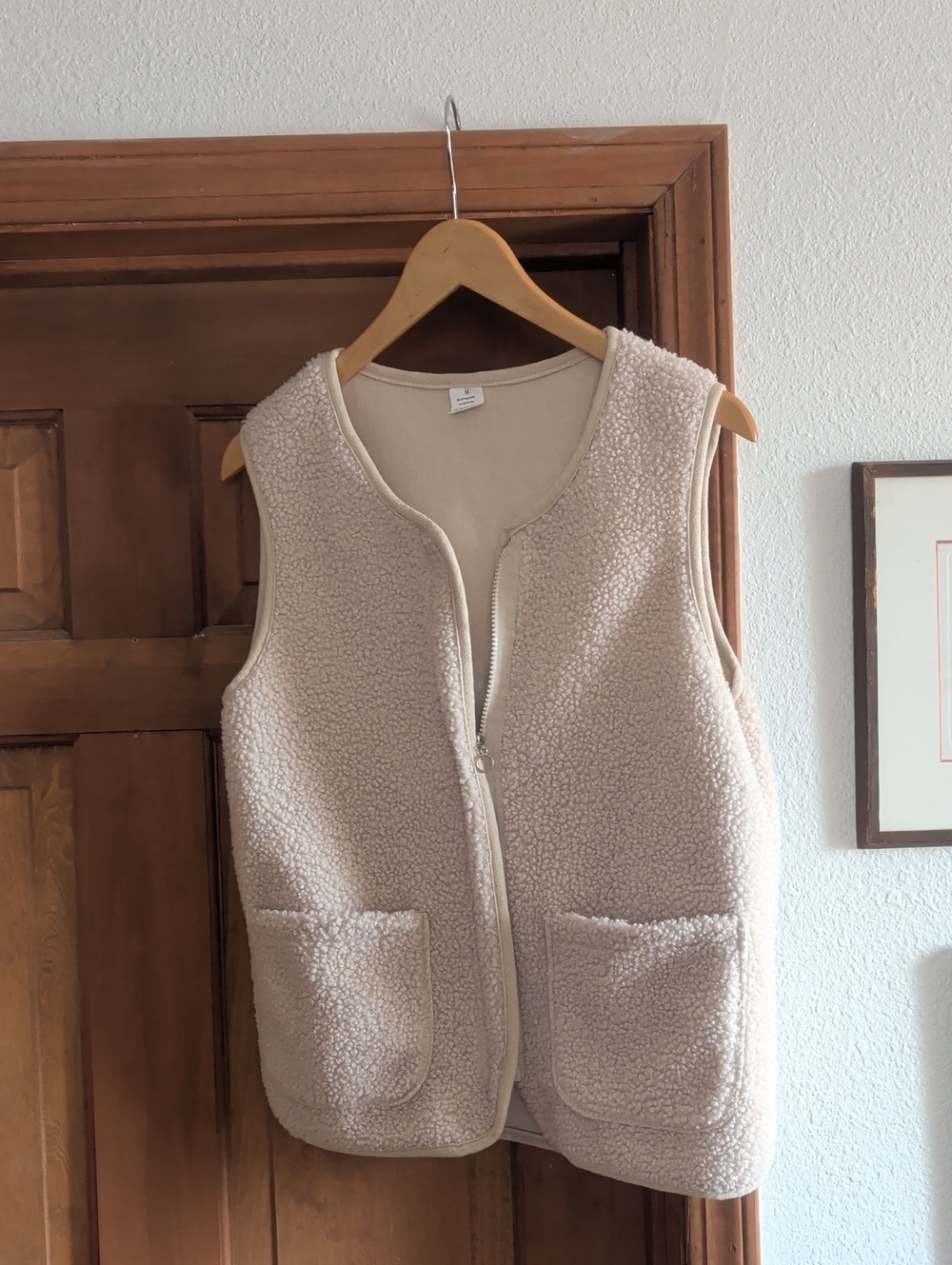 Women’s Cream Sherpa Zip Vest - Picture 1 of 5